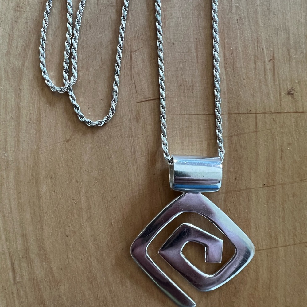 Vintage Sterling Silver Pendant with 30” Sterling Silver Rope Chain